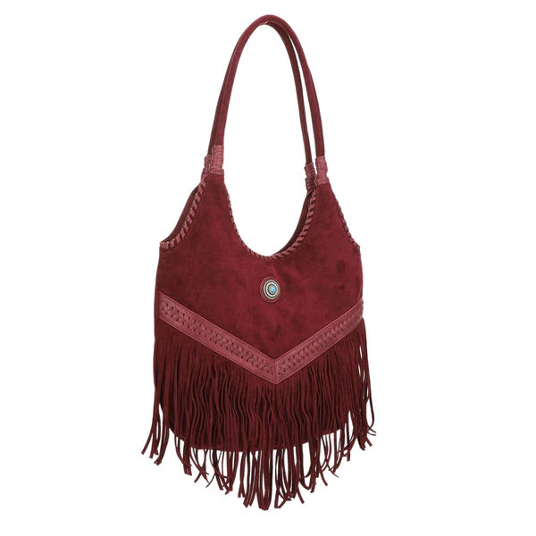Faux Suede Western Fringe Tote Bag – Cowgirl Shoulder Bag