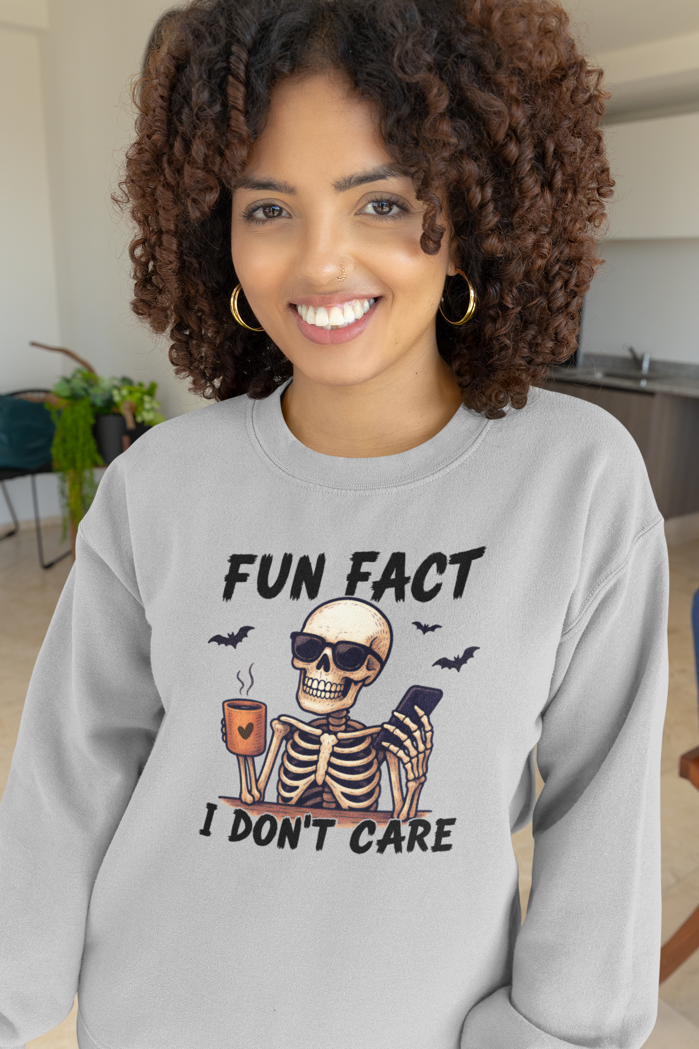 Sarcastic Skeleton Coffee Halloween Design Sweatshirt Unisex Crewneck Adult Size