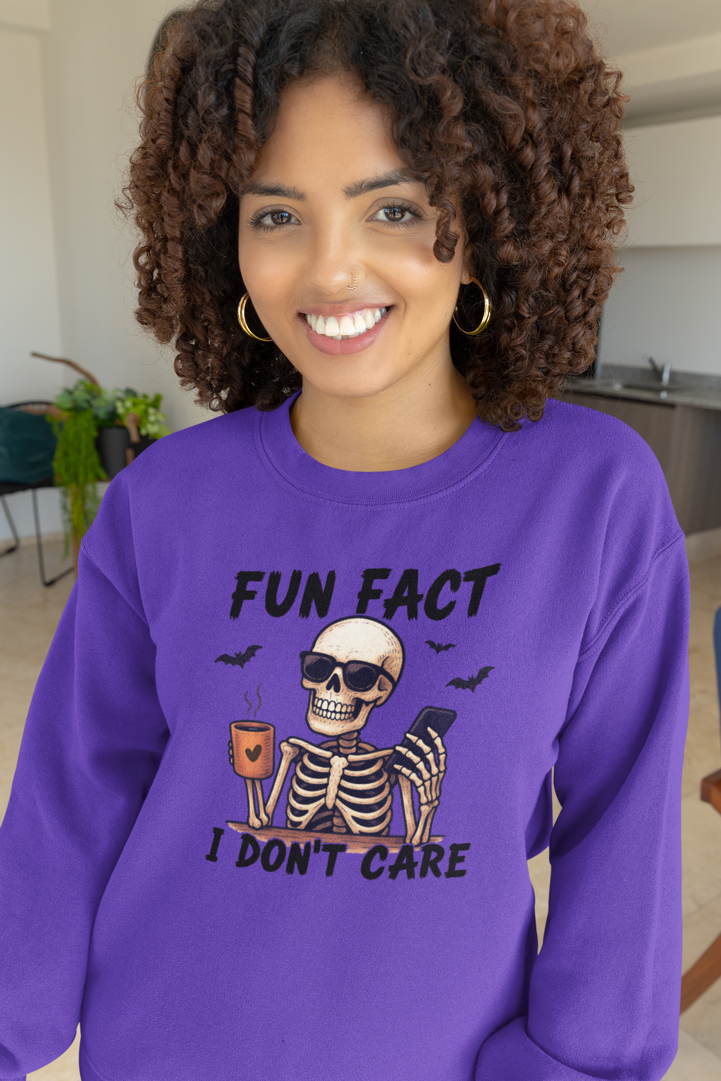 Sarcastic Skeleton Coffee Halloween Design Sweatshirt Unisex Crewneck Adult Size