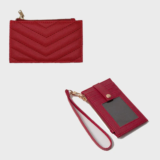 Quilted Chevron Slim Cardholder Wallet With Wristlet