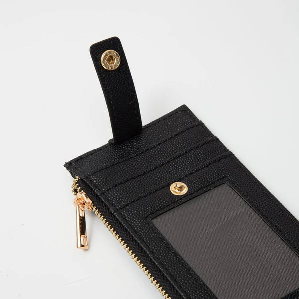 Quilted Chevron Slim Cardholder Wallet With Wristlet