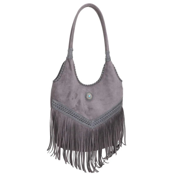 Faux Suede Western Fringe Tote Bag – Cowgirl Shoulder Bag