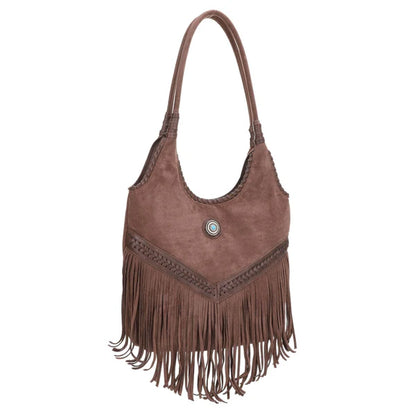 Faux Suede Western Fringe Tote Bag – Cowgirl Shoulder Bag