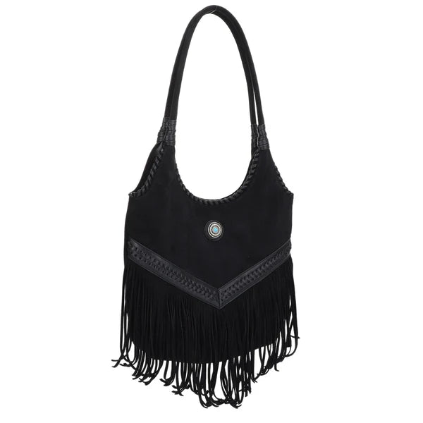 Faux Suede Western Fringe Tote Bag – Cowgirl Shoulder Bag