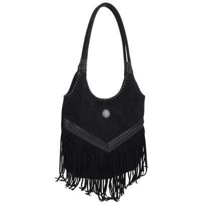 Faux Suede Western Fringe Tote Bag – Cowgirl Shoulder Bag