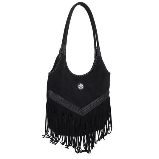 Faux Suede Western Fringe Tote Bag – Cowgirl Shoulder Bag