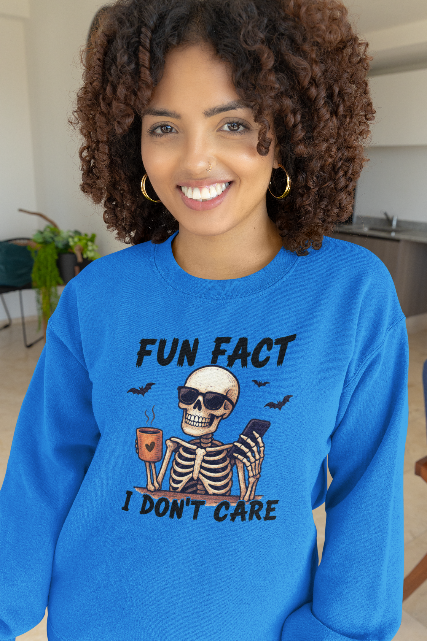 Sarcastic Skeleton Coffee Halloween Design Sweatshirt Unisex Crewneck Adult Size