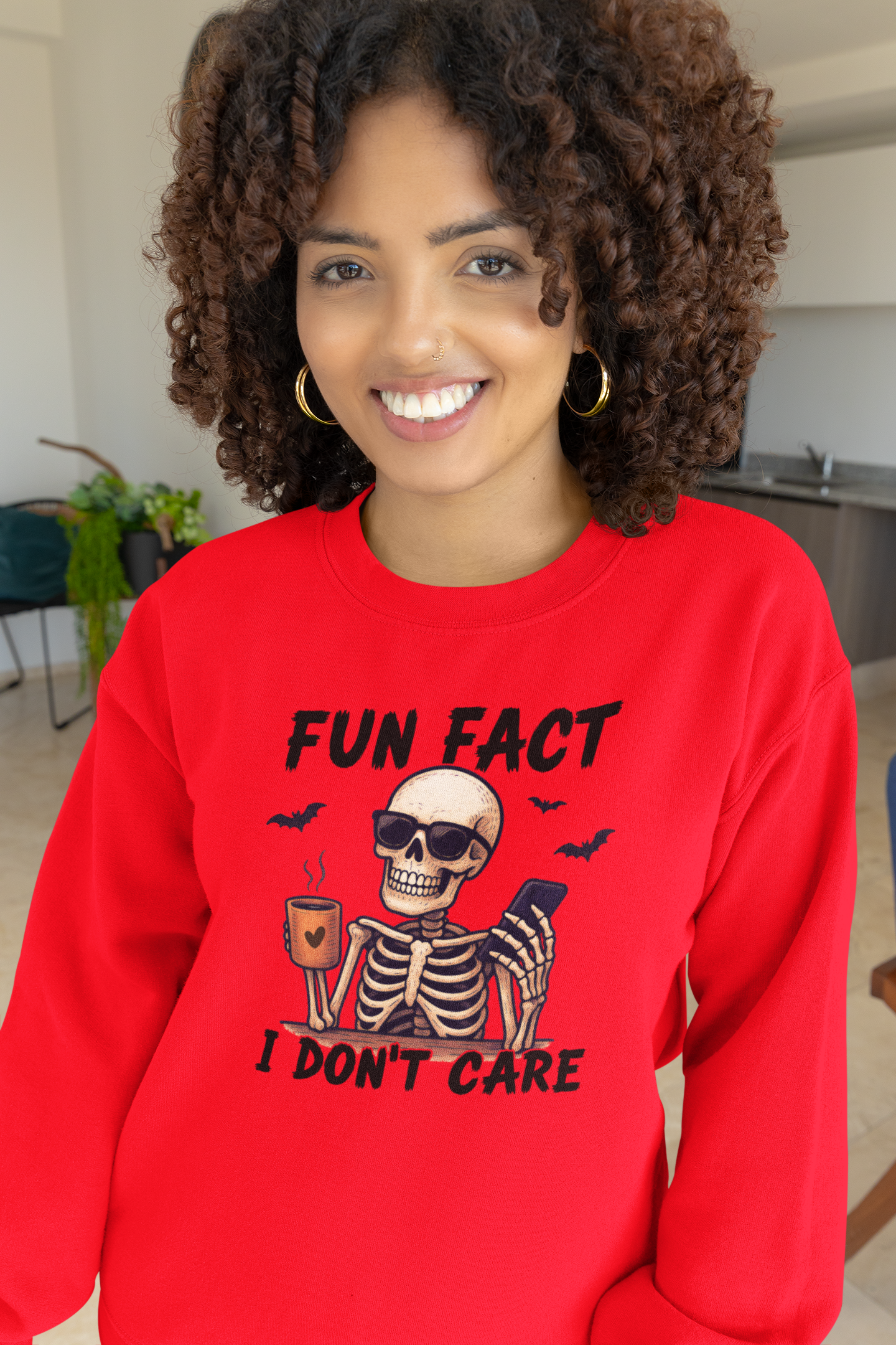 Sarcastic Skeleton Coffee Halloween Design Sweatshirt Unisex Crewneck Adult Size