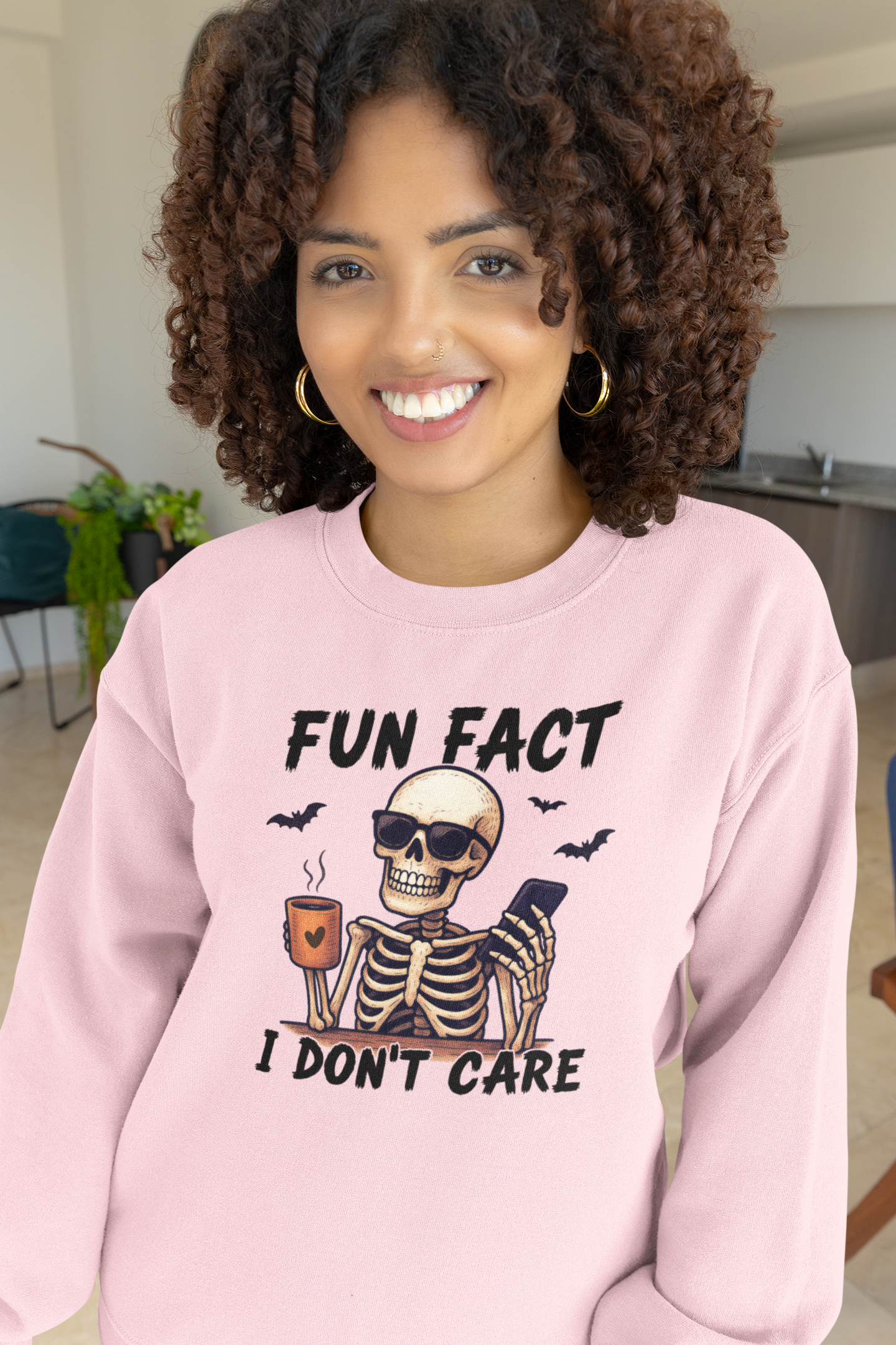 Sarcastic Skeleton Coffee Halloween Design Sweatshirt Unisex Crewneck Adult Size