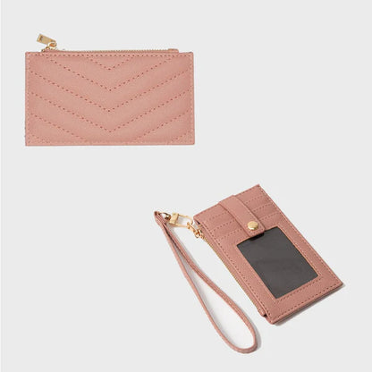 Quilted Chevron Slim Cardholder Wallet With Wristlet
